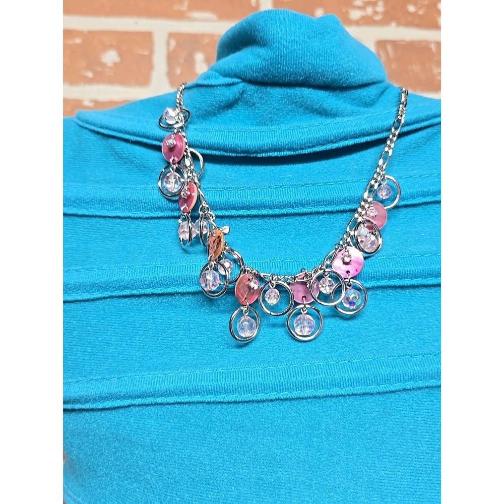 Cookie‎ Lee Pink Charm Rhinestone 17 Inch Necklace